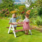 Outsunny Kids Picnic Table, Wooden Kids Table & Chair Set Outdoor Activity for 3-8 Years Old - Brown-Suitable for up to four kids, with each bench holding up to 110lbs(50kg)
