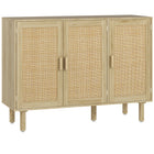 HOMCOM Boho 46.9" L Sideboard - Oak-Two double-tier cabinets enhance storage for diverse needs