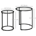 HOMCOMNesting Coffee Tables with Metal Base - Black - Set of 2-Stackable when not in use for space-saving 