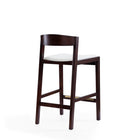 Manhattan Comfort Klismos 20" Mid-Century Modern Faux Leather Upholstered Counter Stool - Ivory and Dark Walnut - 2 Pack-Seat Height: 26.5"