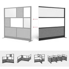 Luxor Modular Wall Extension with Whiteboard - 70" W x 70" H - Wide Black Frame, Frosted Acrylic, Cool Grey PET-Frosted acrylic and PET acoustic panel design