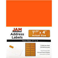 JAM Paper Mailing Address Labels, 1 1/3 x 4, Neon Red, 252 Pack-Mailing Address Labels