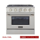 Kucht 30" KDF Series Pro Style Natural Gas Dual Fuel Range - Stainless Steel-Dual bake elements deliver powerful performance: 3,000 watts (base) and 850 watts (top), with a 3,500-watt broiler for intense top heat