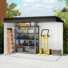 Outsunny 9' x 4' Storage Shed - Grey-Double hinged doors simplify entry with added security features
