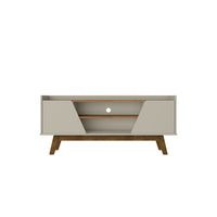 Manhattan Comfort Marcus 53.14" Mid-Century Modern TV Stand - Beige and Nature-Mid-Century Modern Free Standing TV Stand for Living Room and Bedroom use