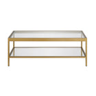 Hudson&Canal Alexis 45"W Rectangular Coffee Table - Brass-Features a tempered glass top