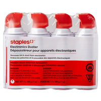 Staples Electronics Duster Compressed Air - 7 oz - 4 Pack-Designed for cleaning dust and small particles from keyboards and sensitive electronic components