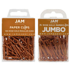 JAM Paper Combo Pack Colourful Paper Clips - Standard & Jumbo - Rose Gold - 100 Pack & 75 Pack -Colour: Rose Gold