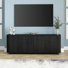 Hudson&Canal Canton TV Stand for TV's up to 75" - Black Grain-Constructed of sturdy MDF and PVC materials in a handcrafted black grain finish