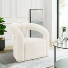 Manhattan Comfort Darian 32.68" Modern Boucle Upholstered Accent Chair - Cream-Frame Made of High Quality Pine Wood for Extra Durability