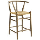 Modway Amish Wood Counter Stool - Weathered Gray Teak-Elm Wood Counter Height Stool