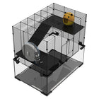 PawHut - Cage à Hamster/Gerbille avec Bassin en Verre - Noir-Le fond amovible facilite le nettoyage et peut contenir plus de litière