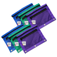 Charles Leonard Pencil Pouch - 2 Pocket with Mesh Front - 3 Assorted Colours - 6 Pack-Two pocket pencil pouch, front pocket has a mesh front for easy viewing