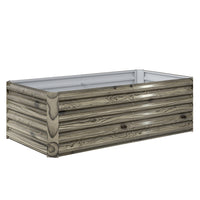 Outsunny Galvanized Raised Garden Bed - Light Wood Effect-22.6"(57.5 cm) extra deep design is suitable for deep-rooted plants
