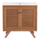 Modway Birdie 36" Bathroom Vanity - Natural/White-Non-Marking Foot Caps