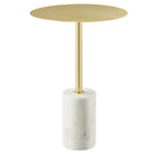 Modway Lyric Round Side Table - White Brass-Iron Tabletop & Pedestal