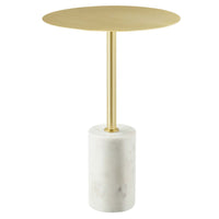 Modway Lyric Round Side Table - White Brass-Iron Tabletop & Pedestal