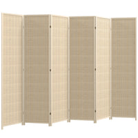 HOMCOM 6 Panel Bamboo Hand-Woven Freestanding Room Divider for Home Office - Natural Wood-Great for creating a personal space or dividing up large rooms
