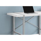 Monarch Specialties 7663 48" Computer Desk - White/Silver Metal-X-shaped metal bar on the back of the desk provides support and adds a decorative touch