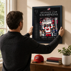 Frameworth Carolina Hurricanes 2026 Stanley Cup Champions: Seth Jarvis PhotoGlass Framed Photo - 18" W x 22" H-Finished size 18x22 inches: Vertical framed display sized for living rooms, offices, fan caves, and sports rooms