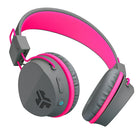 Jlab Buddies Studio Kids Wireless Headphones, Bluetooth, Grey/Pink-All the controls are located on the bottom left earcup - Play. Pause, Volume control, Track-Forward/ Back