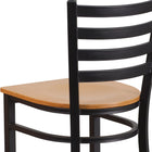 Flash Furniture HERCULES Series Black Ladder Back Metal Restaurant Barstool - Natural Wood Seat-Footrest