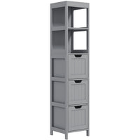 Kleankin Narrow Freestanding Bathroom Linen Tower Cabinet - Grey-Compact and tall cabinet fits perfectly in narrow spaces    