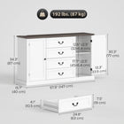 HOMCOM 57.9" L Sideboard with Charging Station and Thickened Top - White Wood Grain-Farmhouse style with crown molding, framed panels and vintage handles