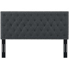 Modway Helena Tufted Upholstered Linen Fabric Full/Queen Headboard - Grey-Fiberboard and Plywood Frame