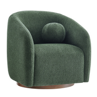 Modway Holland Swivel Chenille Fabric Armchair - Pine-Curved Swivel Armchair