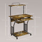 HOMCOM 31.5" Computer Desk - Rustic Brown-Four universal wheels with two brakes for easy mobility and stationary stability