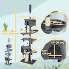PawHut 91" - 98" H Floor-to-Ceiling Cat Tree with 2 Condos - Dark Grey-This all-in-one center with condos and a hammock is great for multi-cat homes 