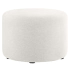 Modway Callum Large 23" Round Woven Heathered Fabric Upholstered Ottoman - Heathered Weave/Ivory-Woven Heathered Fabric Upholstery