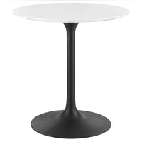 Modway Lippa 28" Round Wood Dining Table - Black White-Modern Dining Table