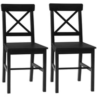 HOMCOM Farmhouse Wood Dining Chairs with Cross Back - Black - Set of 2-Packaged in a set of two for dinner, conversation, and more