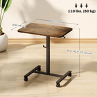 HOMCOM 28" Pneumatic Height Adjustable Standing Desk with Wheels - Rustic Brown-Powder coated metal frame means a strong core