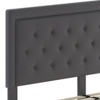 Flash Furniture Roxbury King Size Tufted Upholstered Platform Bed - Dark Grey Fabric-Center Support Metal Leg