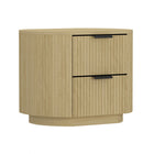 Manhattan Comfort Olivia 26.5" Modern Nightstand - Natural Oak/Black-Features a Natural Oak Wood Grain Finish with Ribbed Texture