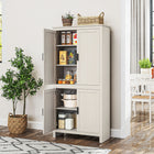 HOMCOM 64" H Kitchen Pantry Cabinet with Shelves - White-Door cabinets with shelves give you lots of space to store dishes, pots and pans, dry goods or appliances 