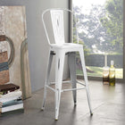 Modway Promenade Metal Bar Side Stool - White-Powder Coated Steel