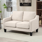 HOMCOM Loveseat Sofa with Pocket Spring - Beige-Breathable linen-feel fabric for year-round coziness