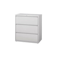 Hirsh HL10000 Series Lateral File Cabinet, 3-Drawer, Grey-Heavy-duty three-piece, ball-bearing slide suspension