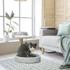 PawHut 17" Small Cat Tree with Sisal Scratching Post - Light Grey-Hanging toys for playing and exercising 