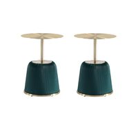 Manhattan Comfort Anderson 15.75" Modern Leatherette Upholstered End Table - Green - Set of 2-Modern End Table - Set of 2 for Living Room Use