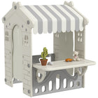 Qaba Kids Indoor Sleek Cotttage Playhouse-Sleek playhouse design enhances backyard aesthetic appeal 