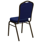 Flash Furniture HERCULES Series Crown Back Stacking Banquet Chair in Patterned Fabric - Gold Vein Frame - Navy Blue-Crown Back Design