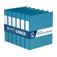 Davis Group Premium Economy Binder - D Ring - 1.5" - Turquoise Blue - 6 Pack-3 Ring Binder