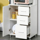 HOMCOM 63" H Modern Kitchen Cabinet with Microwave Space - White-Solid and stable particleboard board with anti-toppling design for added stability 