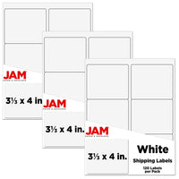 JAM Paper Mailing Address Labels, 3 1/3 x 4, White, 3 sets of 120 (4062902g)-Size: 4" x 3.33"