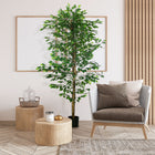 HOMCOM 6' Artificial Ficus Tree for Home Decor - Green-Suitable for home, office, or outside use, spices up any space with its natural accent 